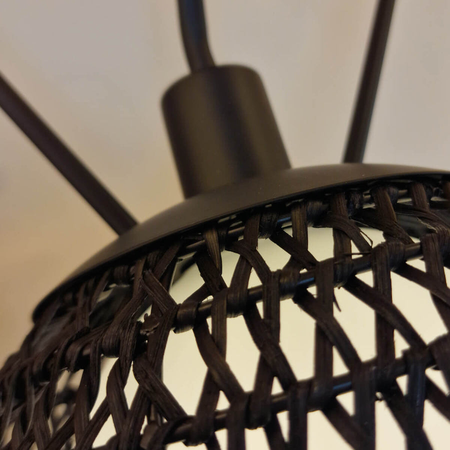 Suspension Perth 3 lumières noire mat et opale, verre