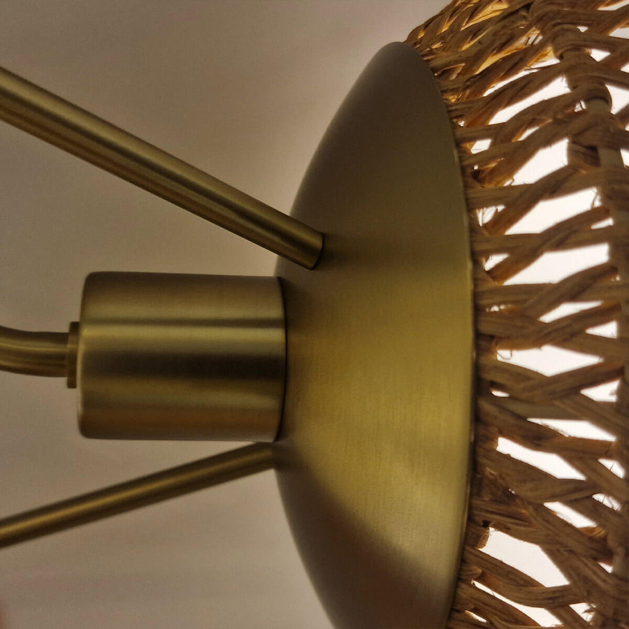 Suspension Perth 3 lumières dorée et opale, verre
