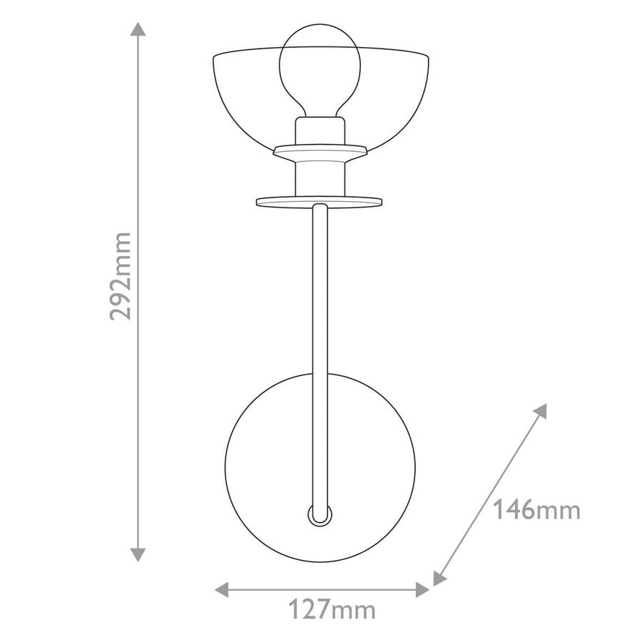 Schéma de dimensions du luminaire avec hauteur et largeur cotées