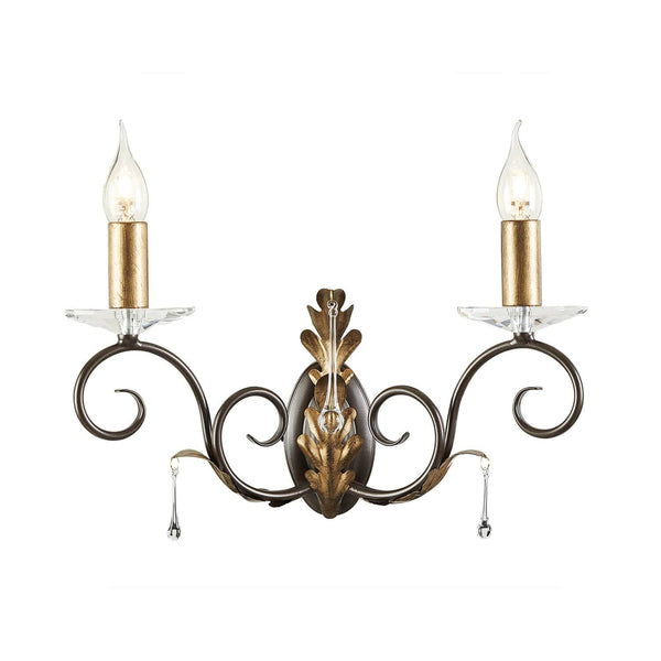 Applique murale Amarilli 2 lumières bronze et dorée