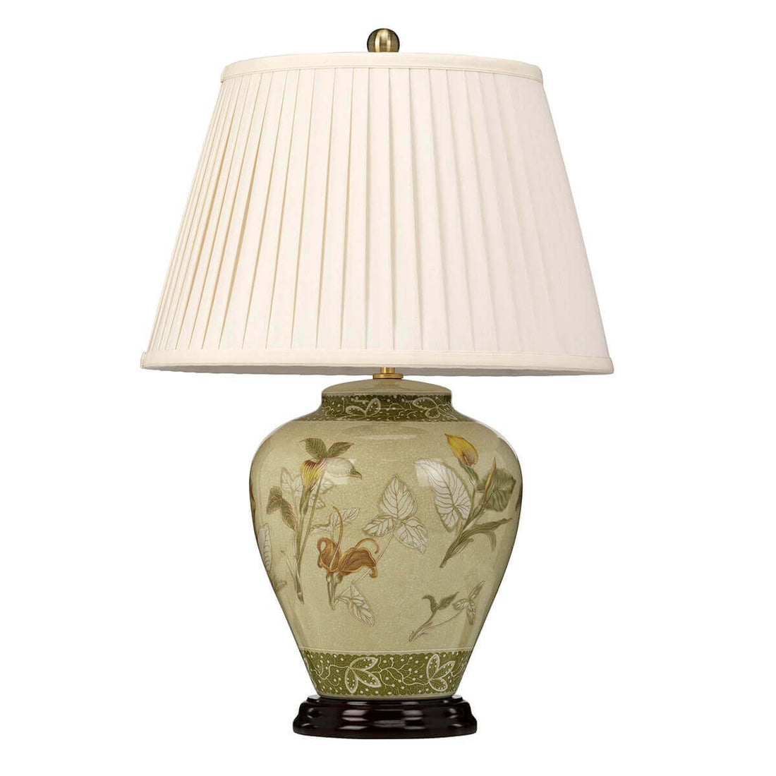 Lampe à poser Arum Lily laiton vieilli et crème, porcelaine