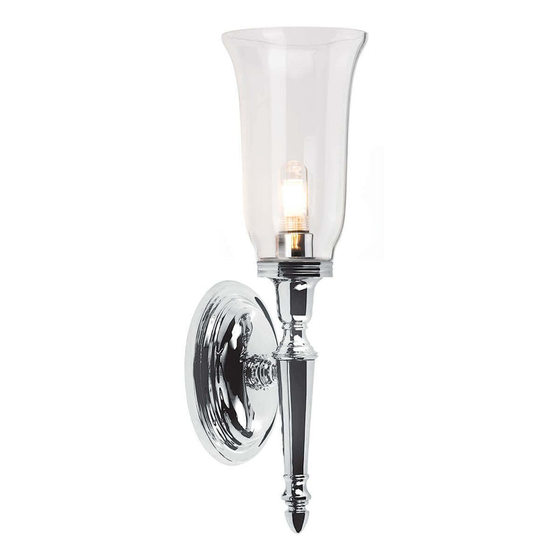 Applique murale Dryden chromée, verre, H 41 cm