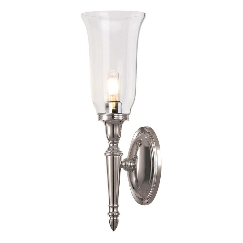 Applique murale Dryden nickel poli, verre, H 41 cm