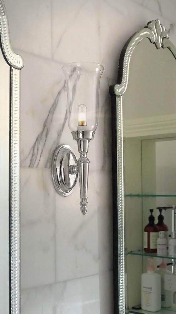 Applique murale Dryden nickel poli, verre, H 41 cm