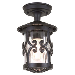 Plafonnier extérieur Hereford noir, verre, H 26 cm