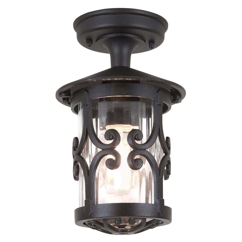 Plafonnier extérieur Hereford noir, verre, H 26 cm
