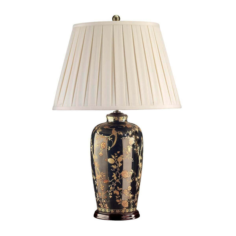 Lampe à poser Black Birds noire et dorée, porcelaine