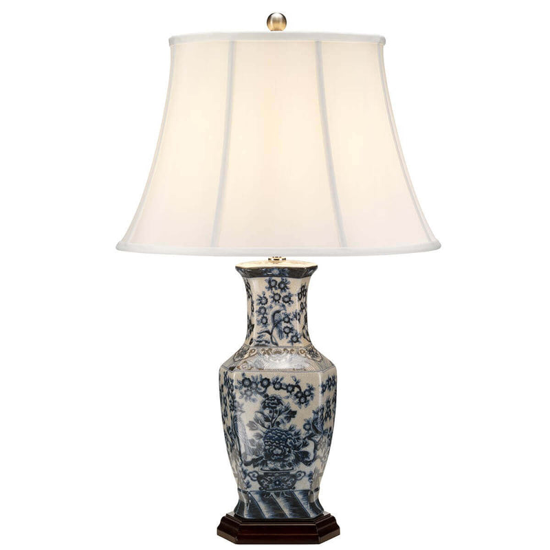 Lampe à poser Blue Hex bleu et blanche, porcelaine