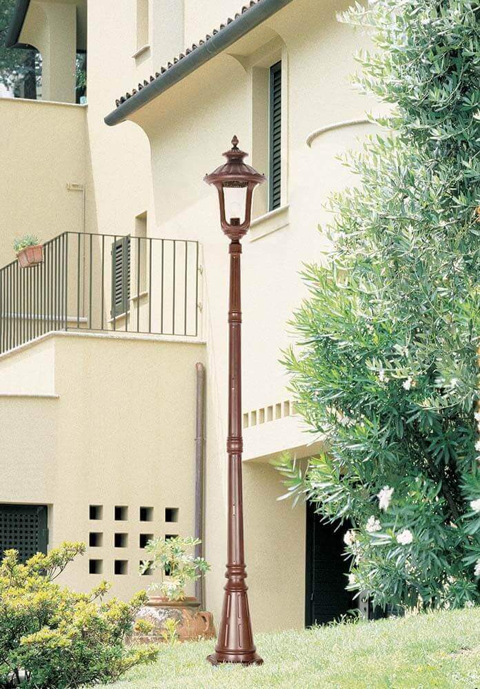 Lampadaire extérieur Chicago rouille et bronze, verre, H 246,5 cm