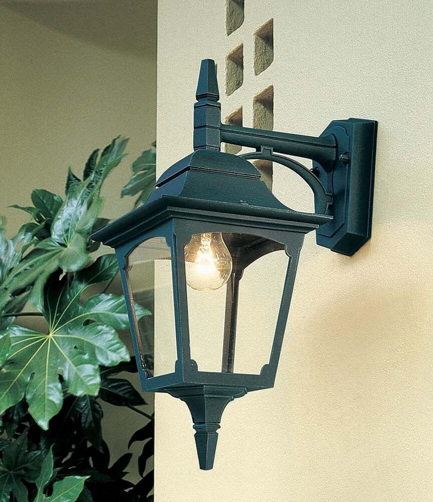 Applique extérieure Chapel noire, verre, H 44 cm