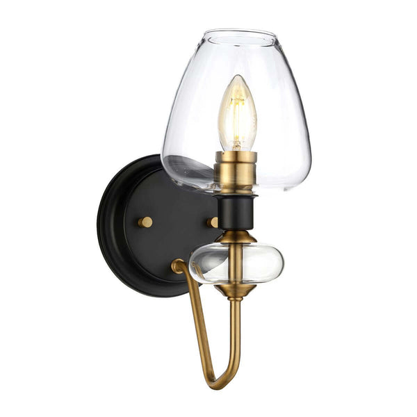 Applique murale Armand laiton vieilli et noire, verre