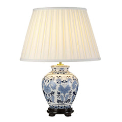 Lampe à poser Linyi bleu et blanche, céramique