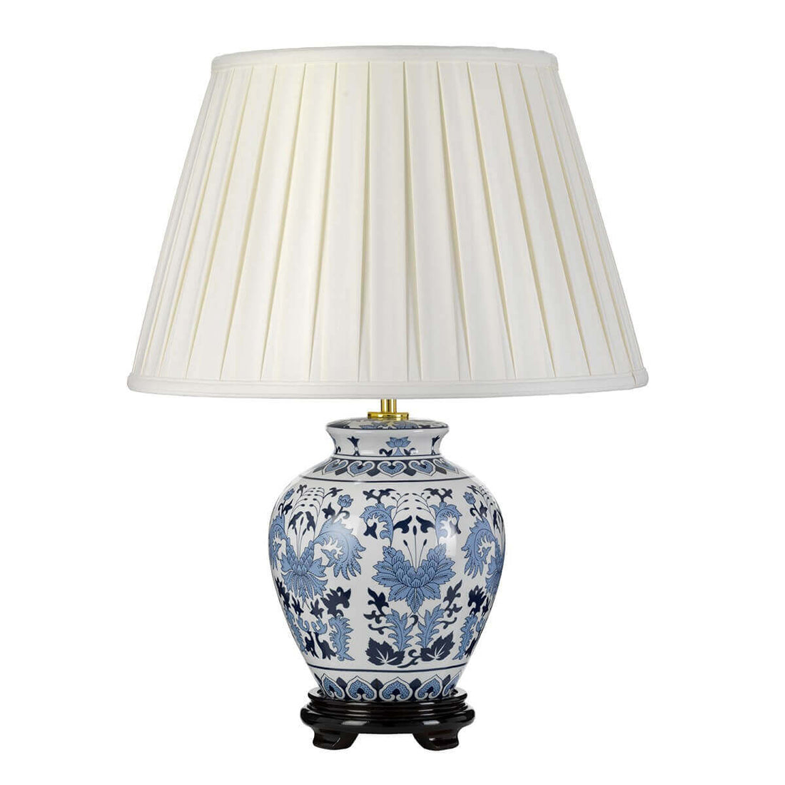Lampe à poser Linyi bleu et blanche, céramique
