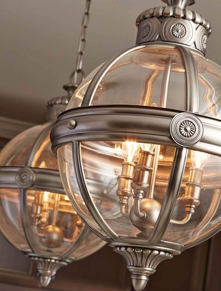 Lustre Adams 3 lumières nickel, verre