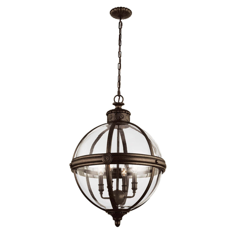 Lustre Adams 4 lumières bronze, verre
