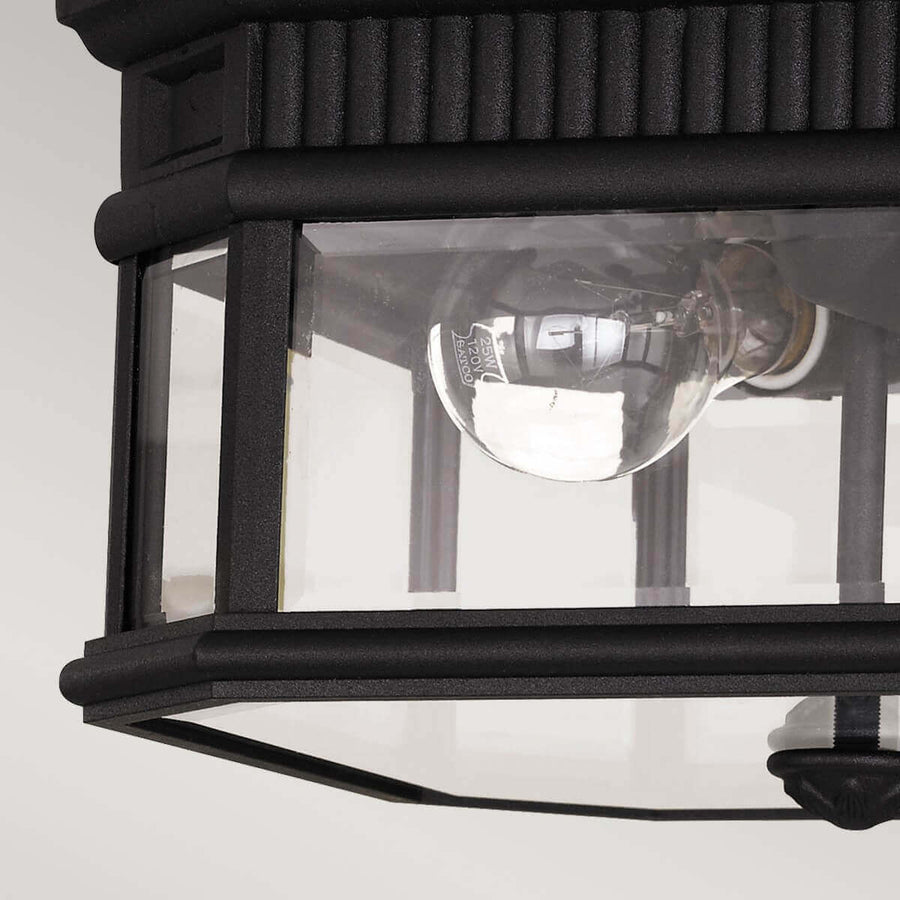 Plafonnier extérieur Cotswold Lane 2 lumières noir, verre