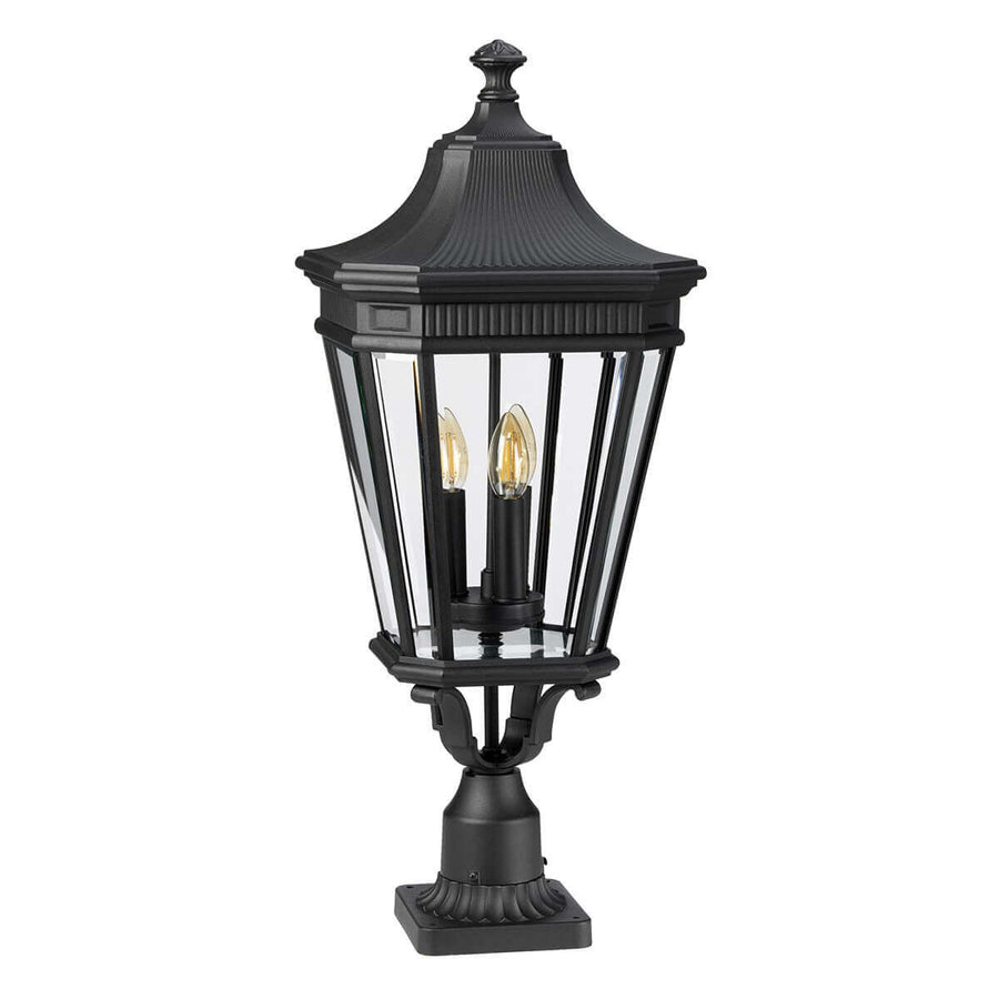 Lampadaire extérieur Cotswold Lane 3 lumières noir, verre, H 78 cm