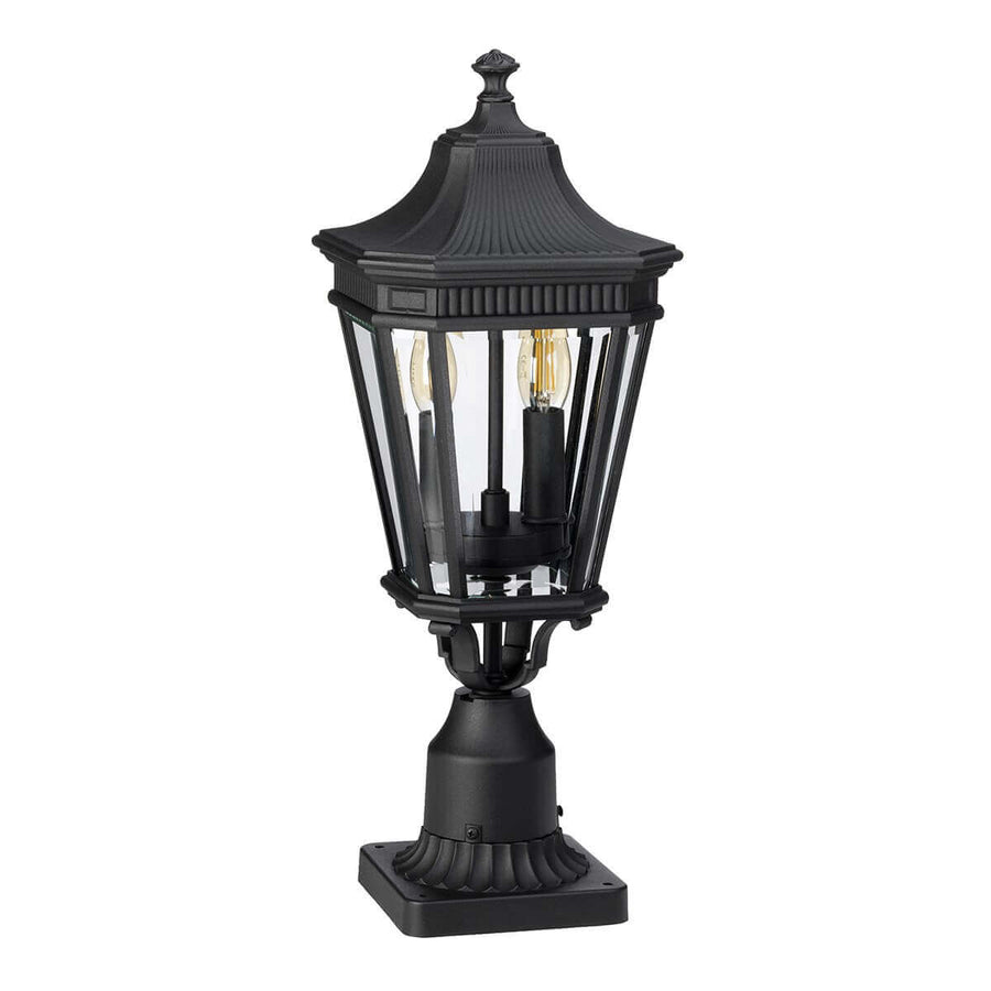Lampadaire extérieur Cotswold Lane 2 lumières noir, verre, H 54,4 cm