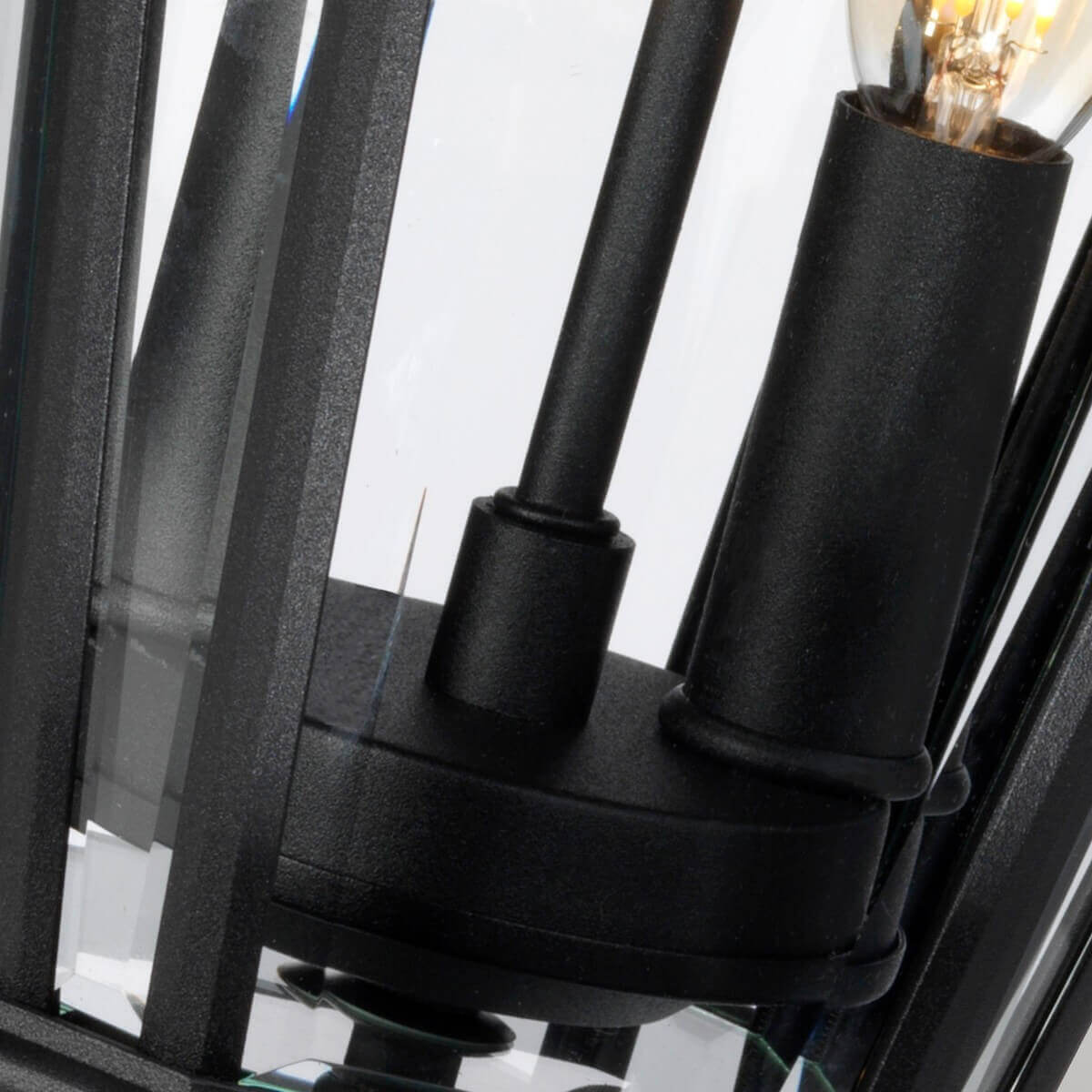 Lampadaire extérieur Cotswold Lane 2 lumières noir, verre, H 54,4 cm
