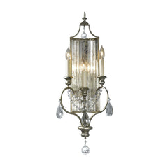 Applique murale Gianna 3 lumières dorée et argentée, cristal