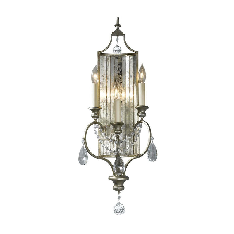 Applique murale Gianna 3 lumières dorée et argentée, cristal