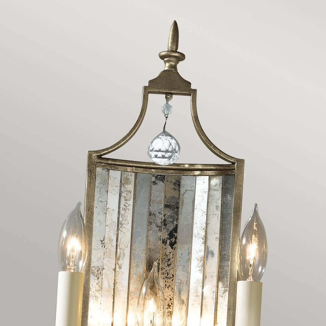 Applique murale Gianna 3 lumières dorée et argentée, cristal