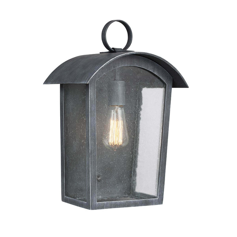 Applique extérieure Hodges bois et noire, verre