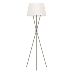Lampadaire Penny nickel poli et blanc, lin