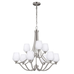 Lustre Vintner 9 lumières nickel, verre