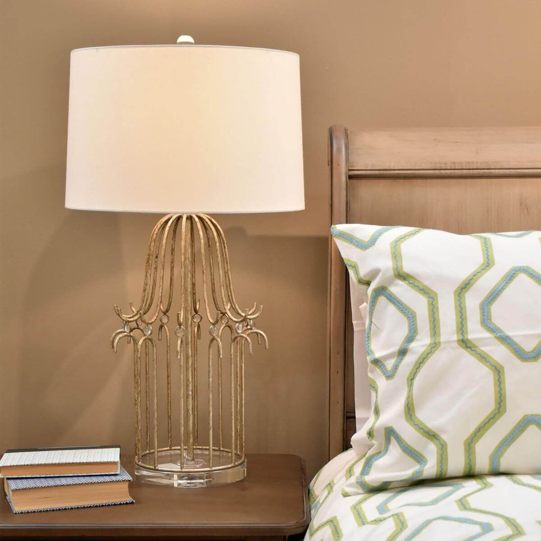 Lampe à poser Stella dorée et crème