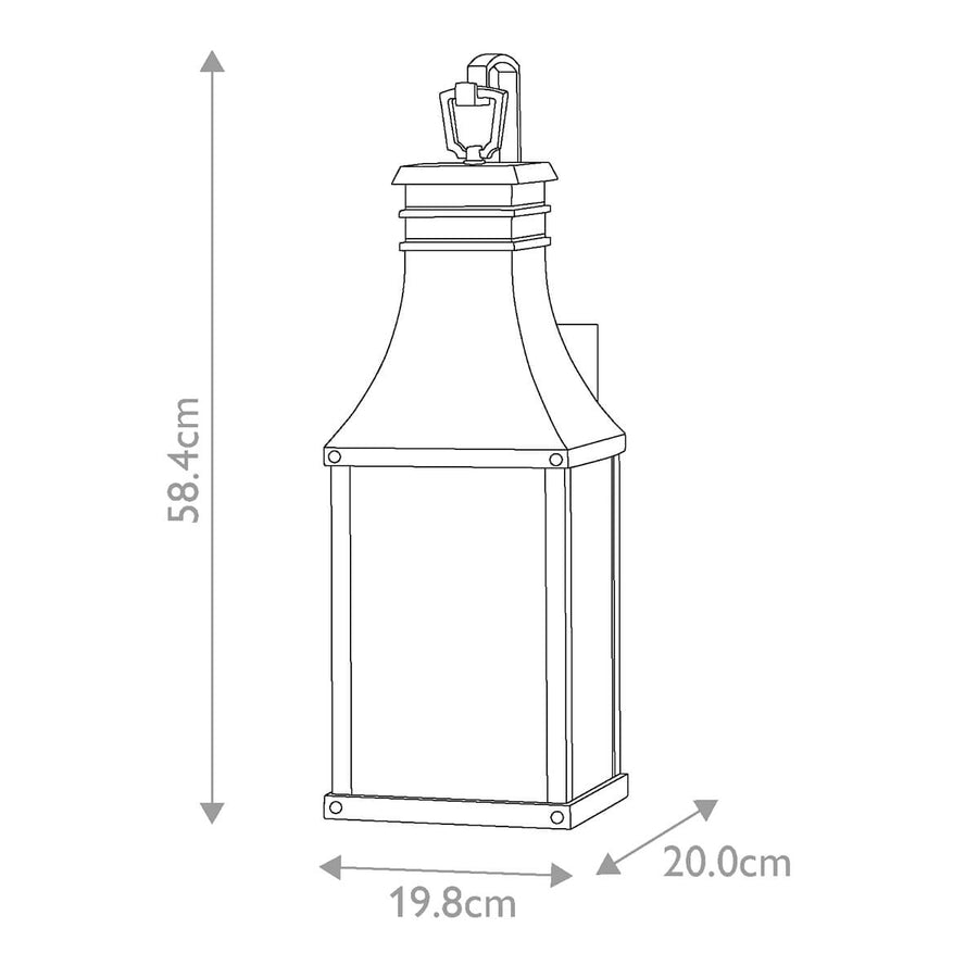 Applique extérieure Beacon Hill 2 lumières noire, verre, H 58,4 cm