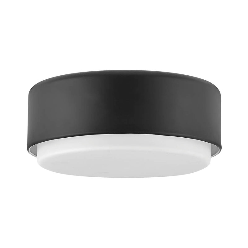 Plafonnier Cedric 2 lumières noir et opale, verre