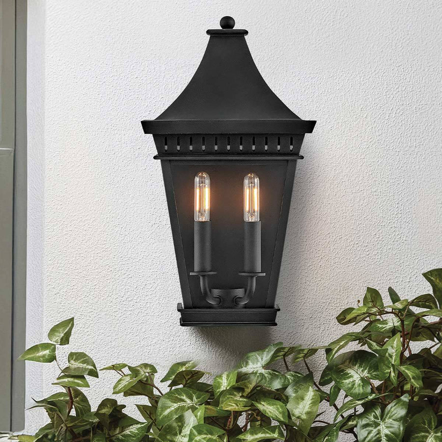 Applique extérieure Chapel Hill 2 lumières noire, verre