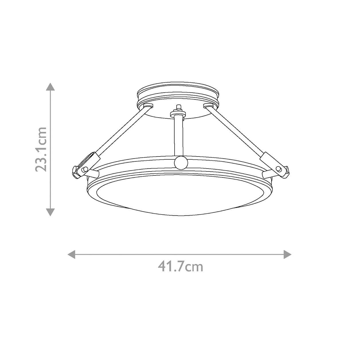 Schéma coté du plafonnier avec hauteur 23,1 cm et diamètre 41,7 cm.
