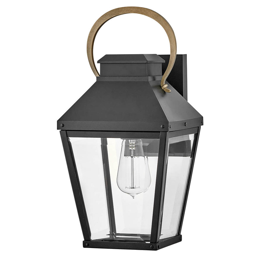 Applique extérieure Dawson noire et bronze, verre