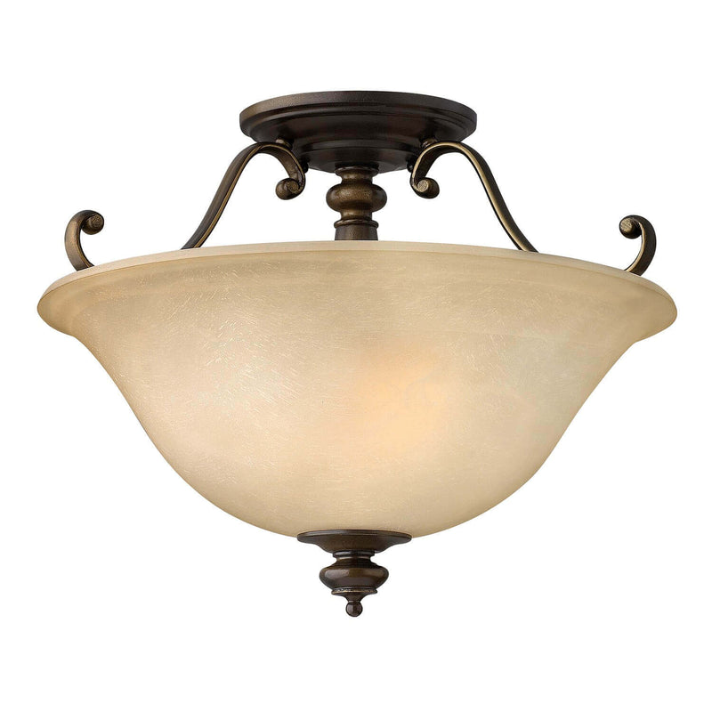 Plafonnier Dunhill 2 lumières bronze, verre