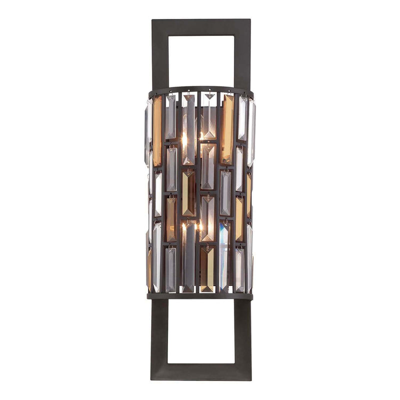 Applique murale Gemma 2 lumières bronze, cristal, H 64,8 cm