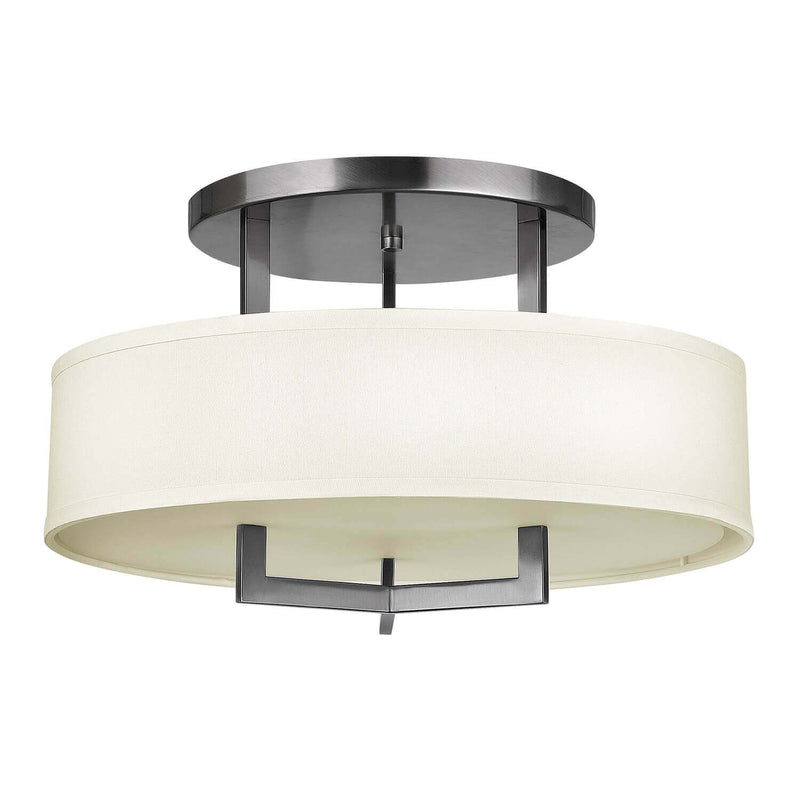 Plafonnier Hampton 3 lumières nickel, lin