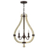 Lustre Middlefield 3 lumières rouille, bois massif