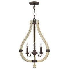 Lustre Middlefield 3 lumières rouille, bois massif