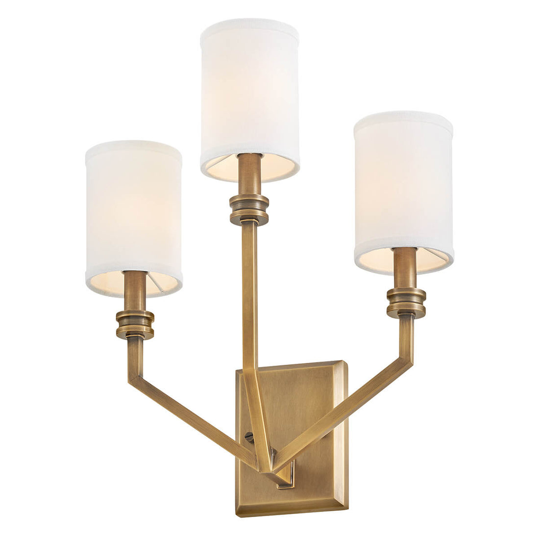Applique murale Moore 3 lumières laiton et crème, verre