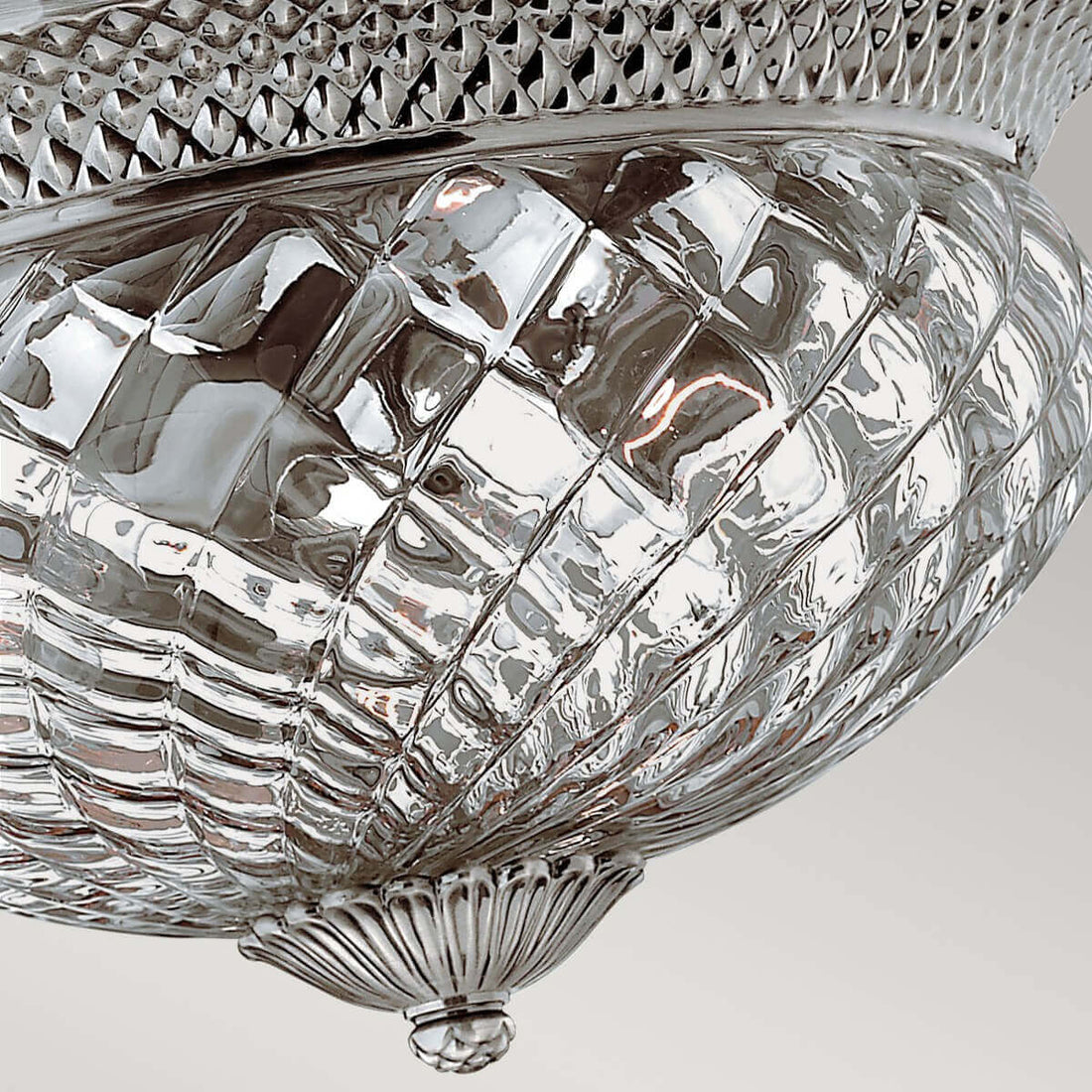 Plafonnier Plantation 3 lumières nickel, verre