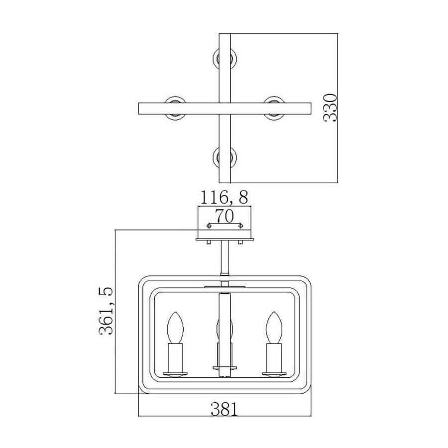 Schéma technique coté de la suspension avec les dimensions du cadre