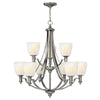 Lustre Truman 9 lumières nickel, verre