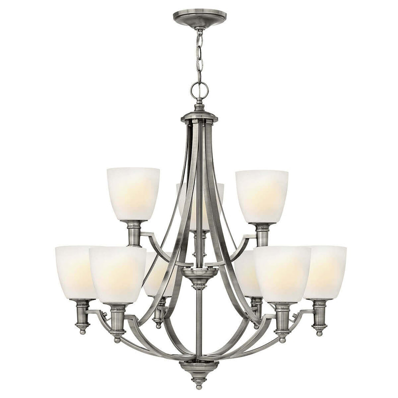 Lustre Truman 9 lumières nickel, verre