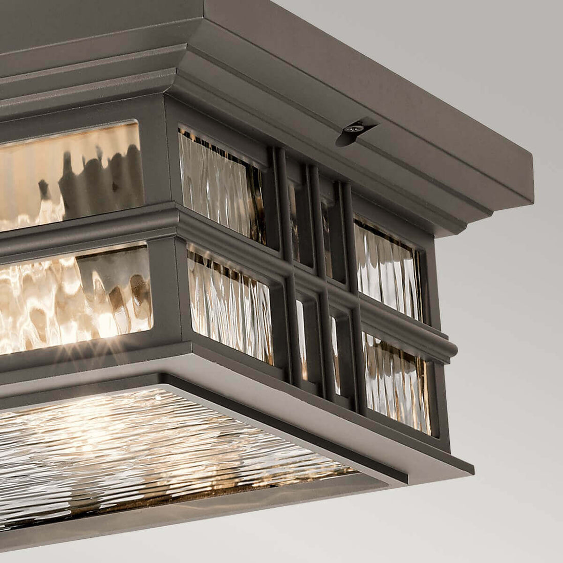 Plafonnier extérieur Beacon Square 2 lumières bronze, verre