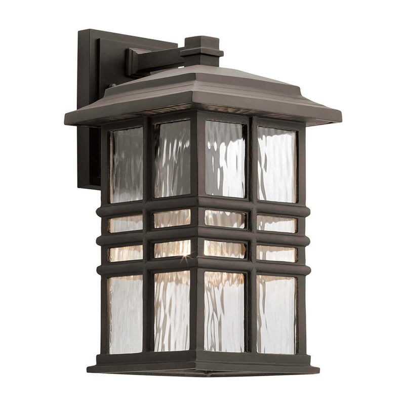 Applique extérieure Beacon Square bronze, verre, H 35,9 cm