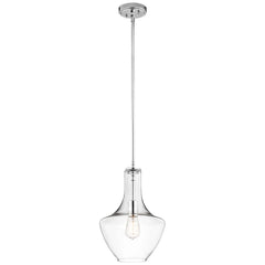 Suspension Everly chromée, verre, H 38,7 cm
