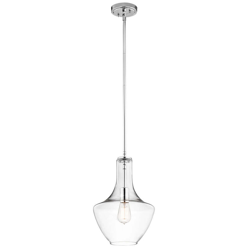 Suspension Everly chromée, verre, H 38,7 cm