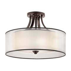 Plafonnier Lacey 4 lumières bronze et rouille, verre